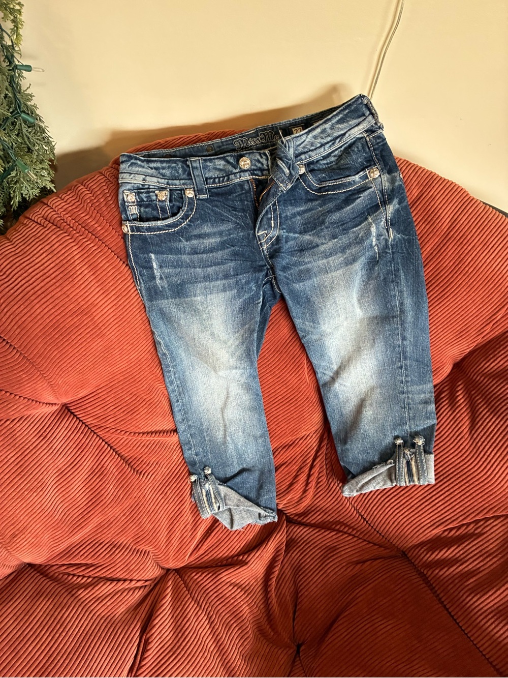 Miss Me Blue Distressed Capri Jeans